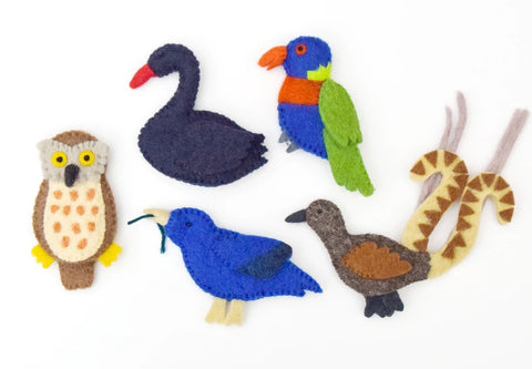 Australian Animals D, Birds of Australia, Finger Puppets Set