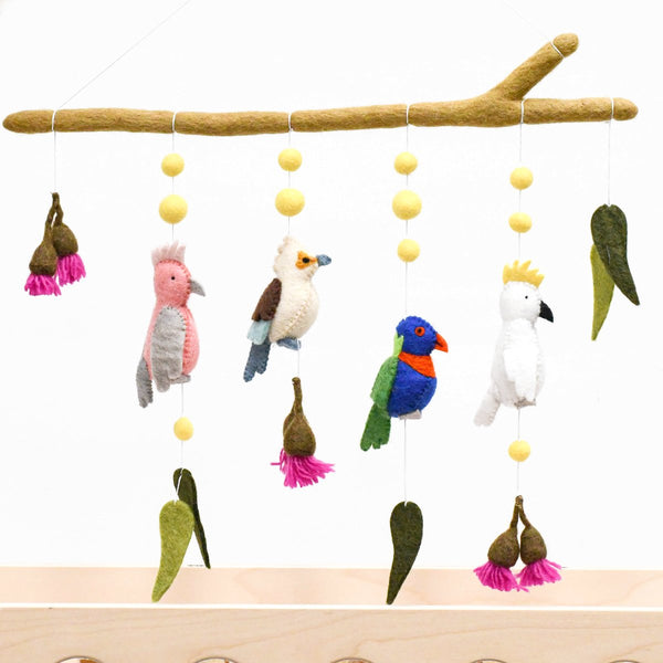 Baby Nursery Hanging - Australian Birds - Cockatoo, Lorikeet, Galah and Kookaburra