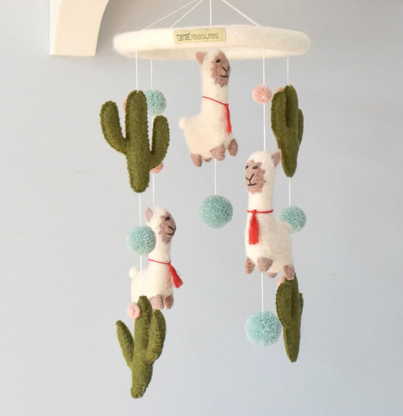 Nursery Cot Mobile - Llama and Cactus