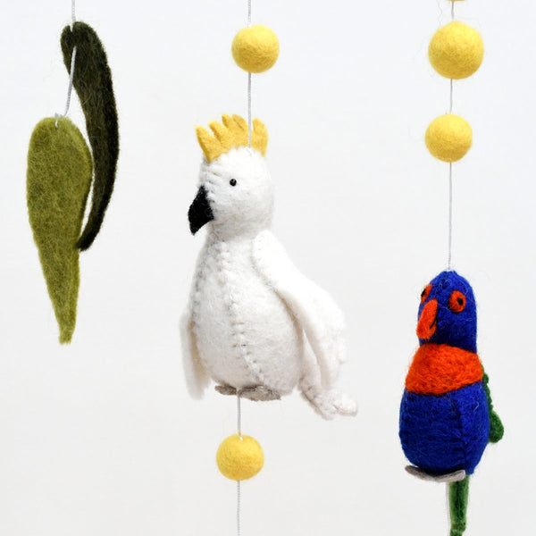 Baby Nursery Hanging - Australian Birds - Cockatoo, Lorikeet, Galah and Kookaburra