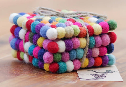 Cup Coasters - Square Colourful Bundle of 4