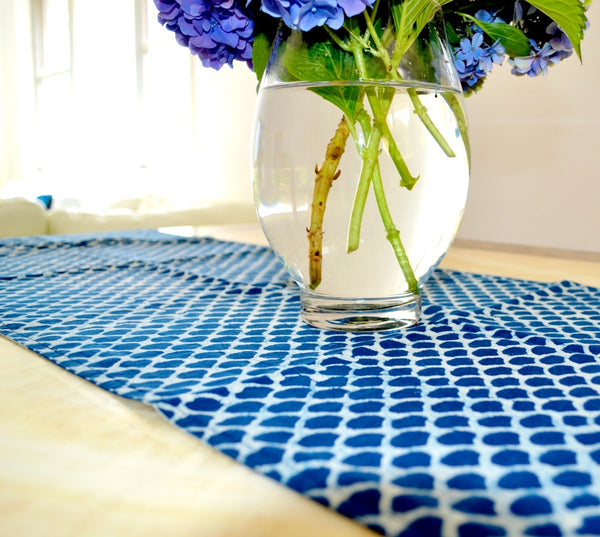 Indigo Hamptons Fish Scales Table Runner