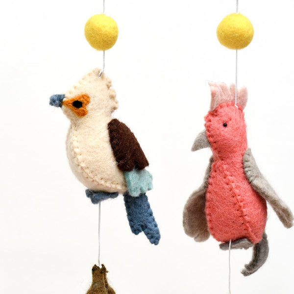 Baby Nursery Hanging - Australian Birds - Cockatoo, Lorikeet, Galah and Kookaburra