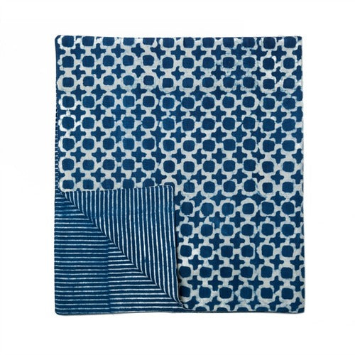 Indigo Tic Toc Table Runner