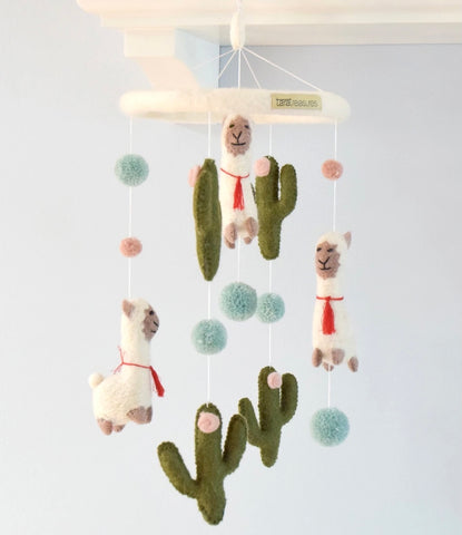 Nursery Cot Mobile - Llama and Cactus