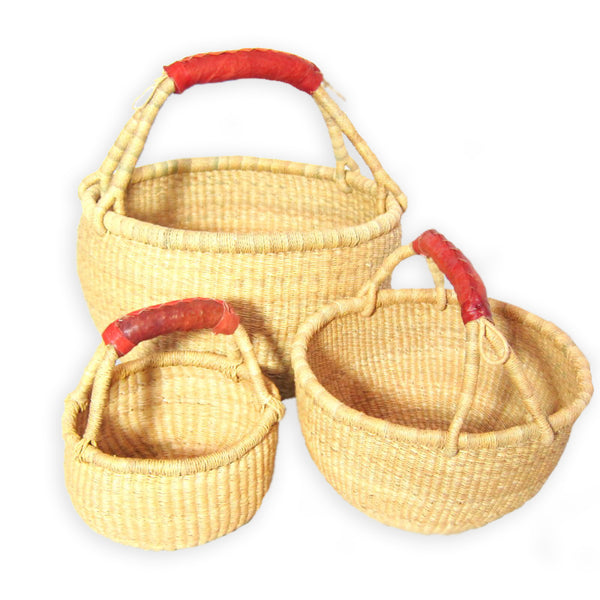 Small Round Bolga Basket – Natural