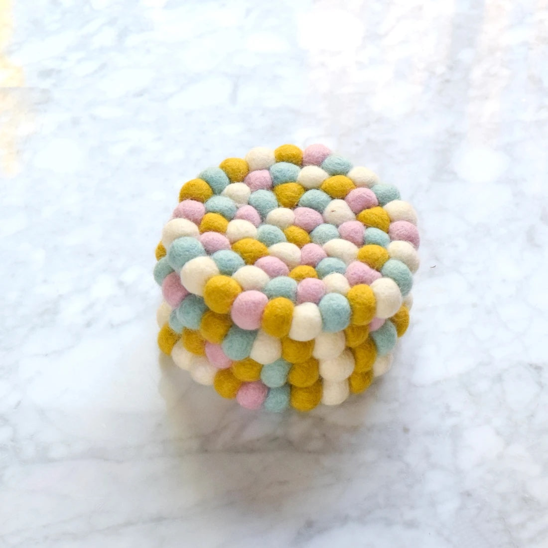 Felt Ball Cup Coasters - Pastel Bundle of 4